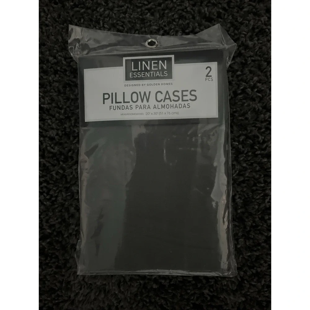 Linen Essentials, Two Piece Pillowcases Grey Queen 20‎ X 30